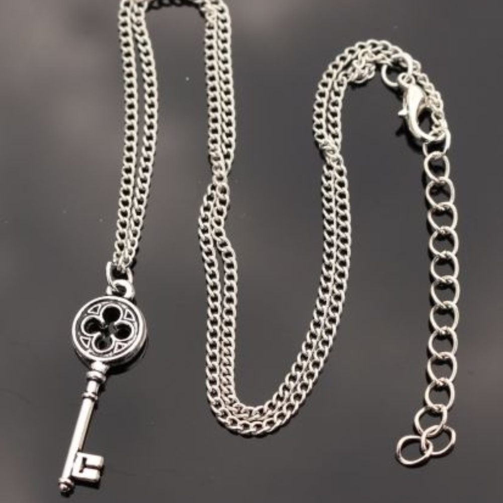 Silvertone Key Pendant Necklace